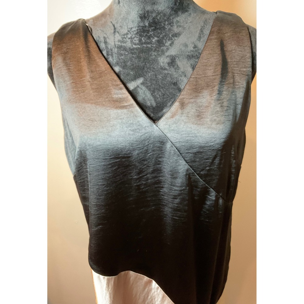 Body on Slip Dress‎ DKNY Colorblock V Neck Satin MIDI  Sz 10 Black Pink Cream - Picture 6 of 13